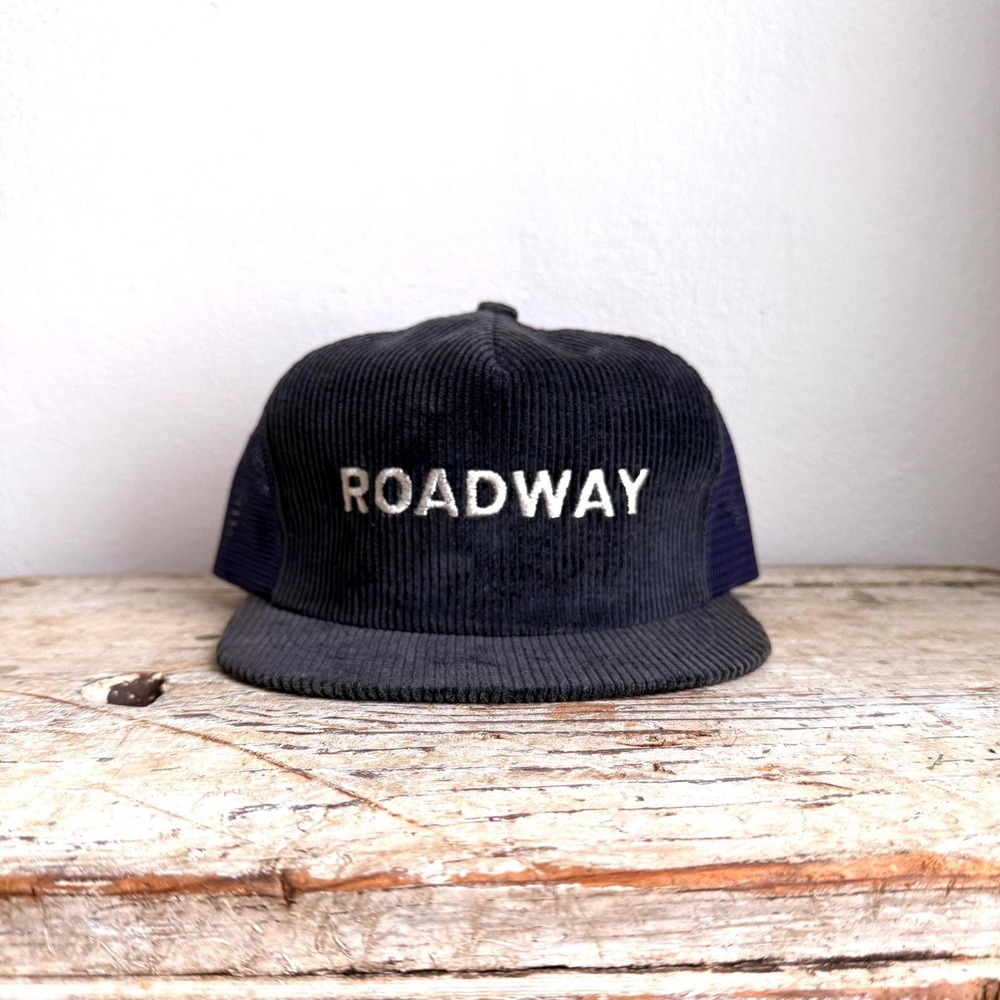 Vintage‎ Roadway Corduroy Navy Hat Snapback Cap